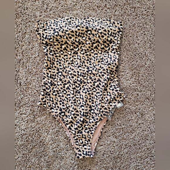 Aerie one piece cheeky brown animal print swim suit S - Picture 2 of 6